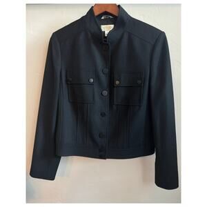 90s Y2K Vintage Talbots Cropped Wool Military Style Jacket – Black – Size 8
